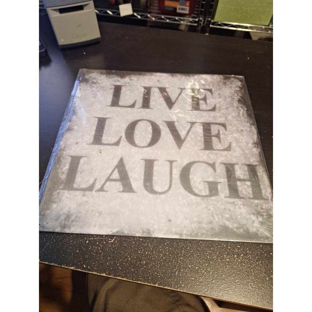 Live Love Laugh Metal Tin Sign 12" x 12" Farmhouse Inspirational Wall Decor